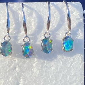 Elegant sterling Silver Australian Opal Earrings